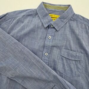 Descendant of Thieves Mens Large Blue Button Down Shirt Bombfell Exclusive Ltd